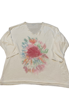Charlie B white floral knit top sz L